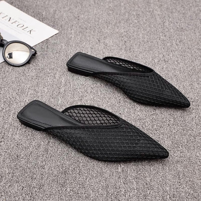 Coco | Black Fishnet Pointed Toe Mules
