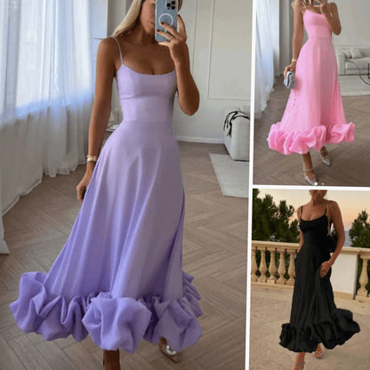 Charlotte | Floral Bustier Ruffle Hem A-Line Midi Dress