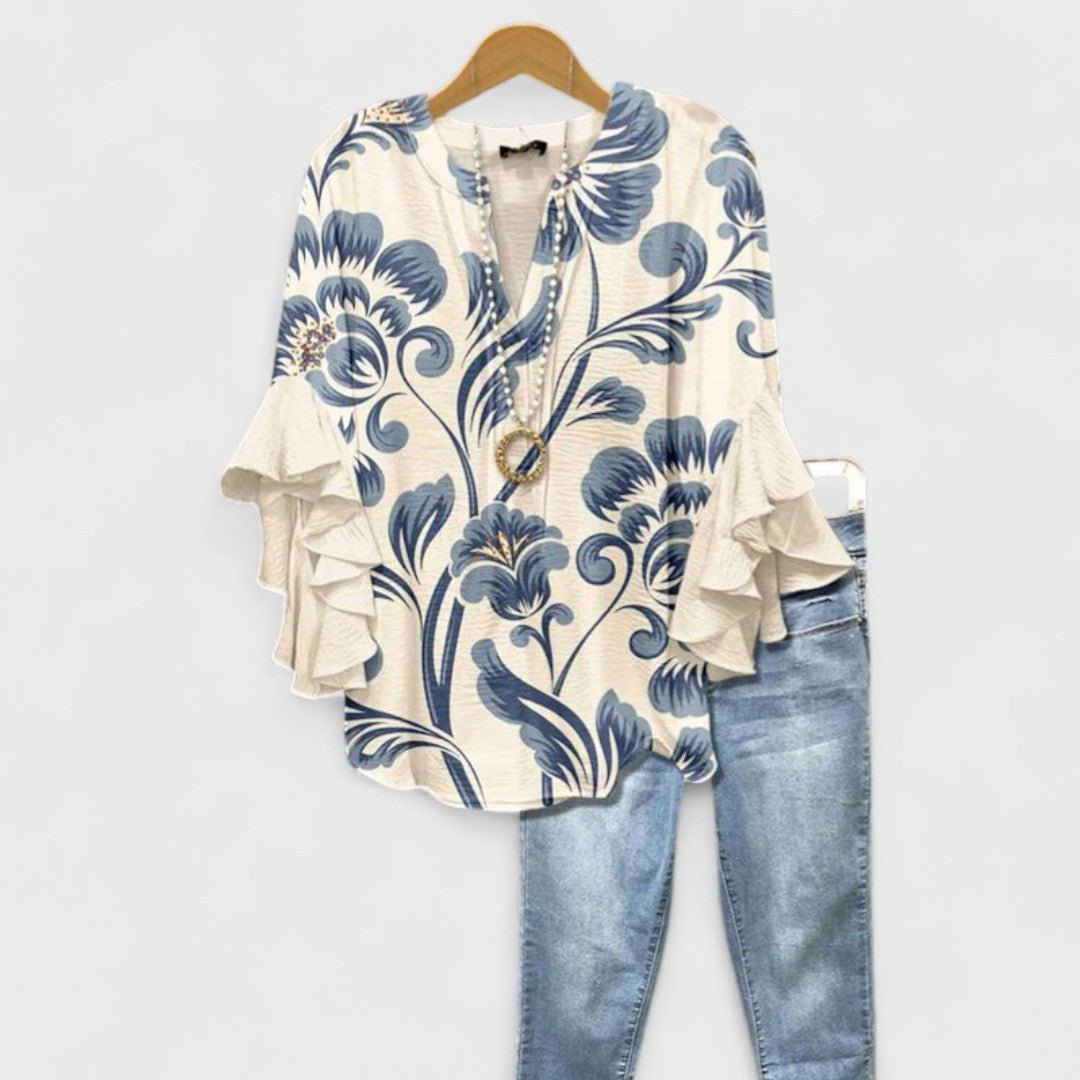 Daphne | Floral Ruffle Sleeve Lightweight Blouse