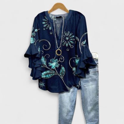 Daphne | Floral Ruffle Sleeve Lightweight Blouse