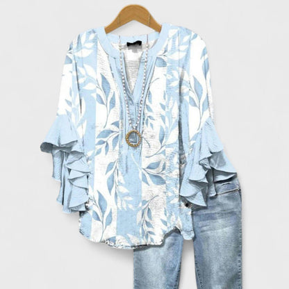 Daphne | Floral Ruffle Sleeve Lightweight Blouse