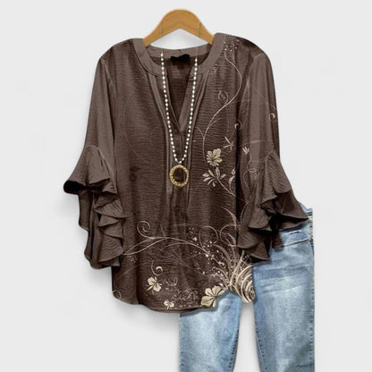 Daphne | Floral Ruffle Sleeve Lightweight Blouse