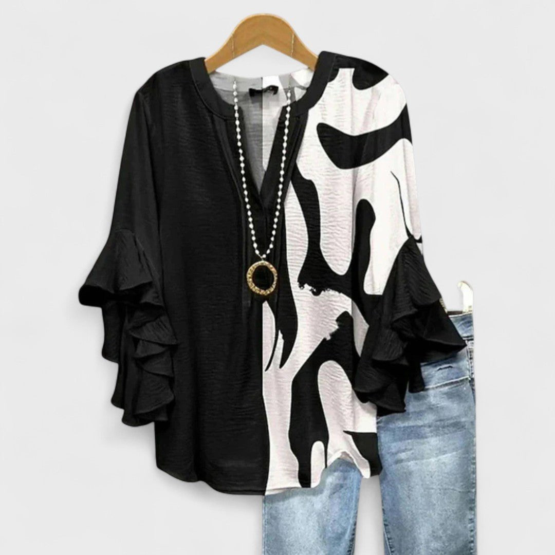 Daphne | Floral Ruffle Sleeve Lightweight Blouse