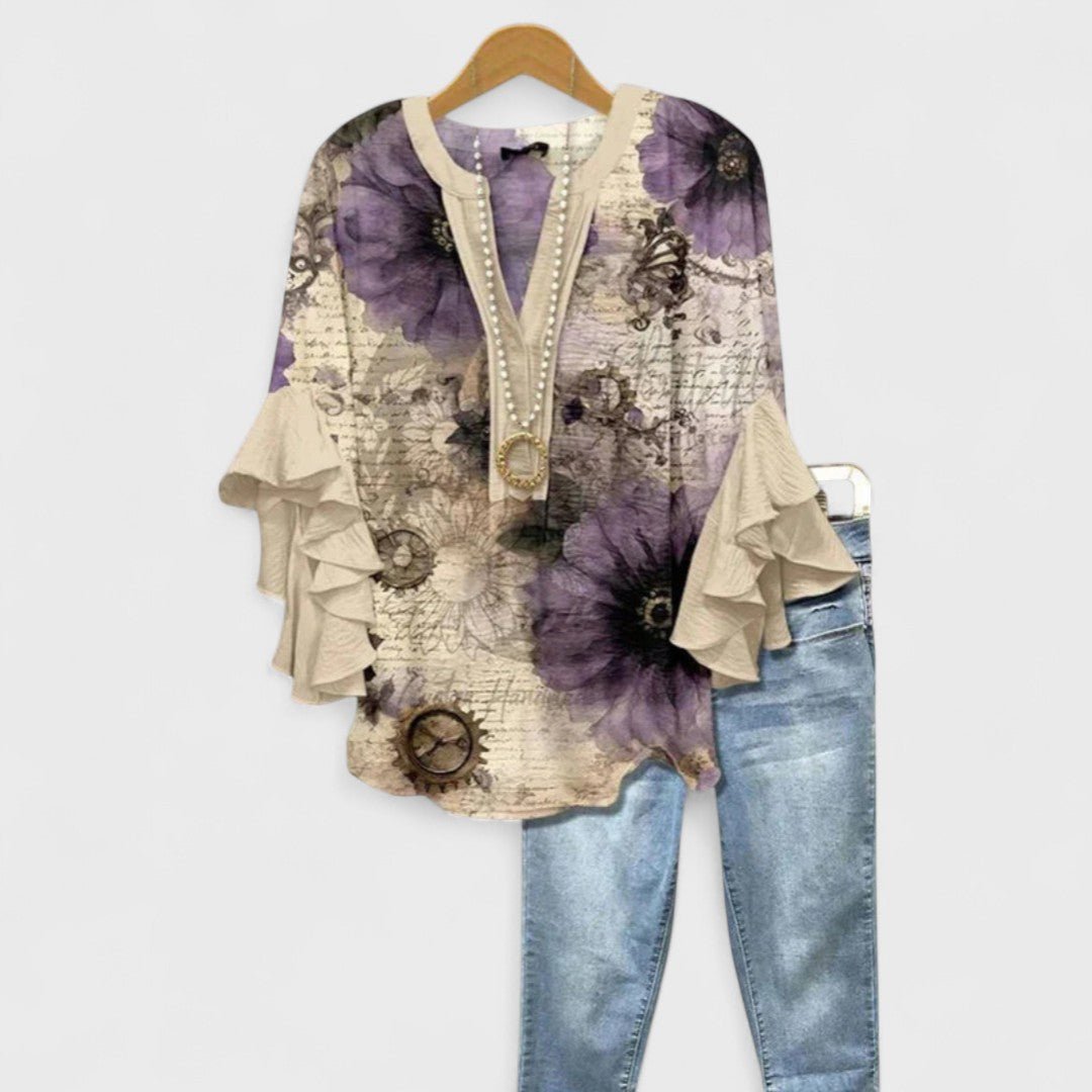 Daphne | Floral Ruffle Sleeve Lightweight Blouse