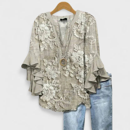 Daphne | Floral Ruffle Sleeve Lightweight Blouse