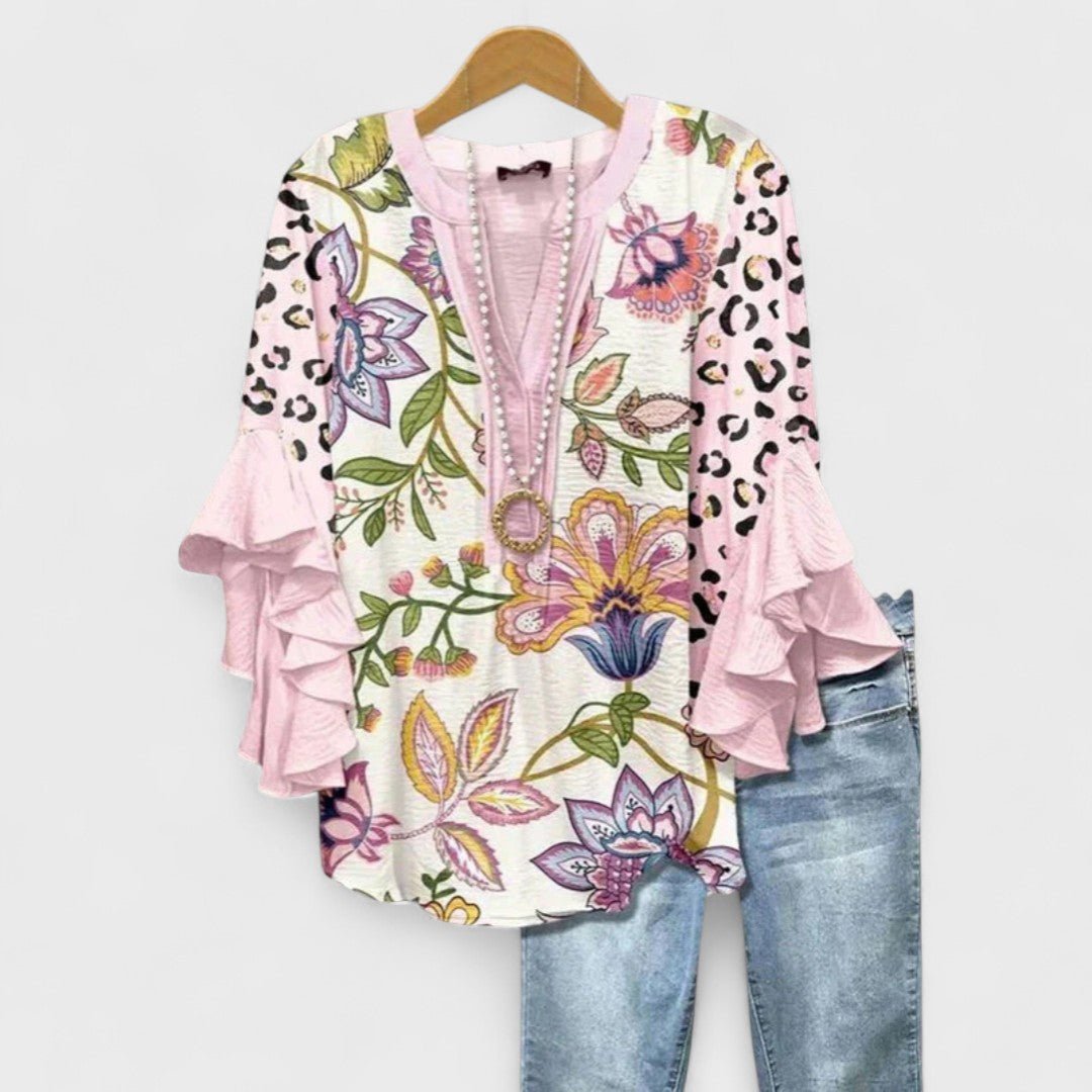 Daphne | Floral Ruffle Sleeve Lightweight Blouse
