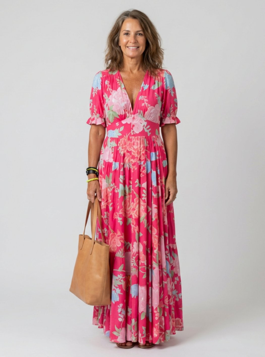 Genevieve | Floral Flutter Sleeve V-Neck Maxi Spring Dress