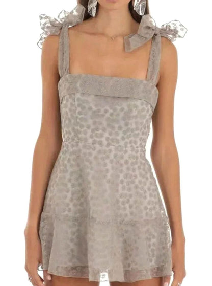 Freya | Floral Lace A-Line Mini Wedding Guest Dress