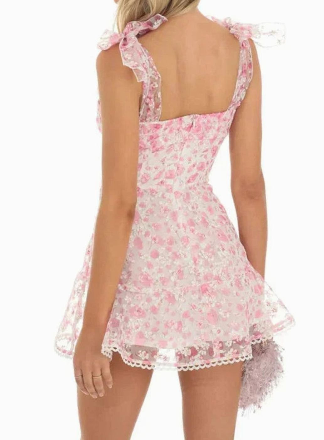 Freya | Floral Lace A-Line Mini Wedding Guest Dress