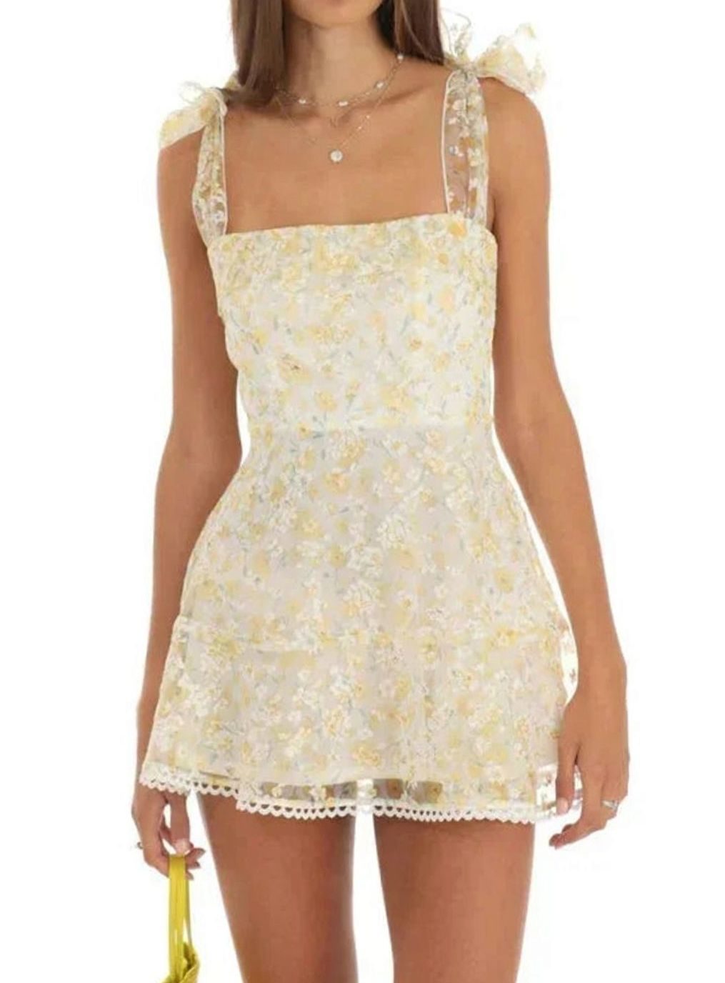 Freya | Floral Lace A-Line Mini Wedding Guest Dress