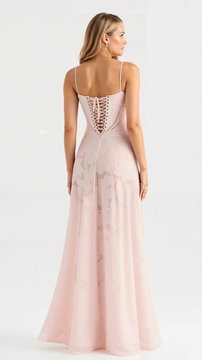 Juniper | Floral Lace Bustier Maxi Evening Gown