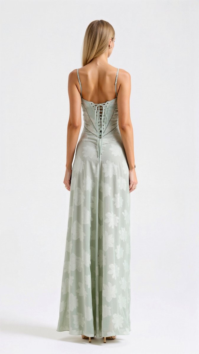 Juniper | Floral Lace Bustier Maxi Evening Gown