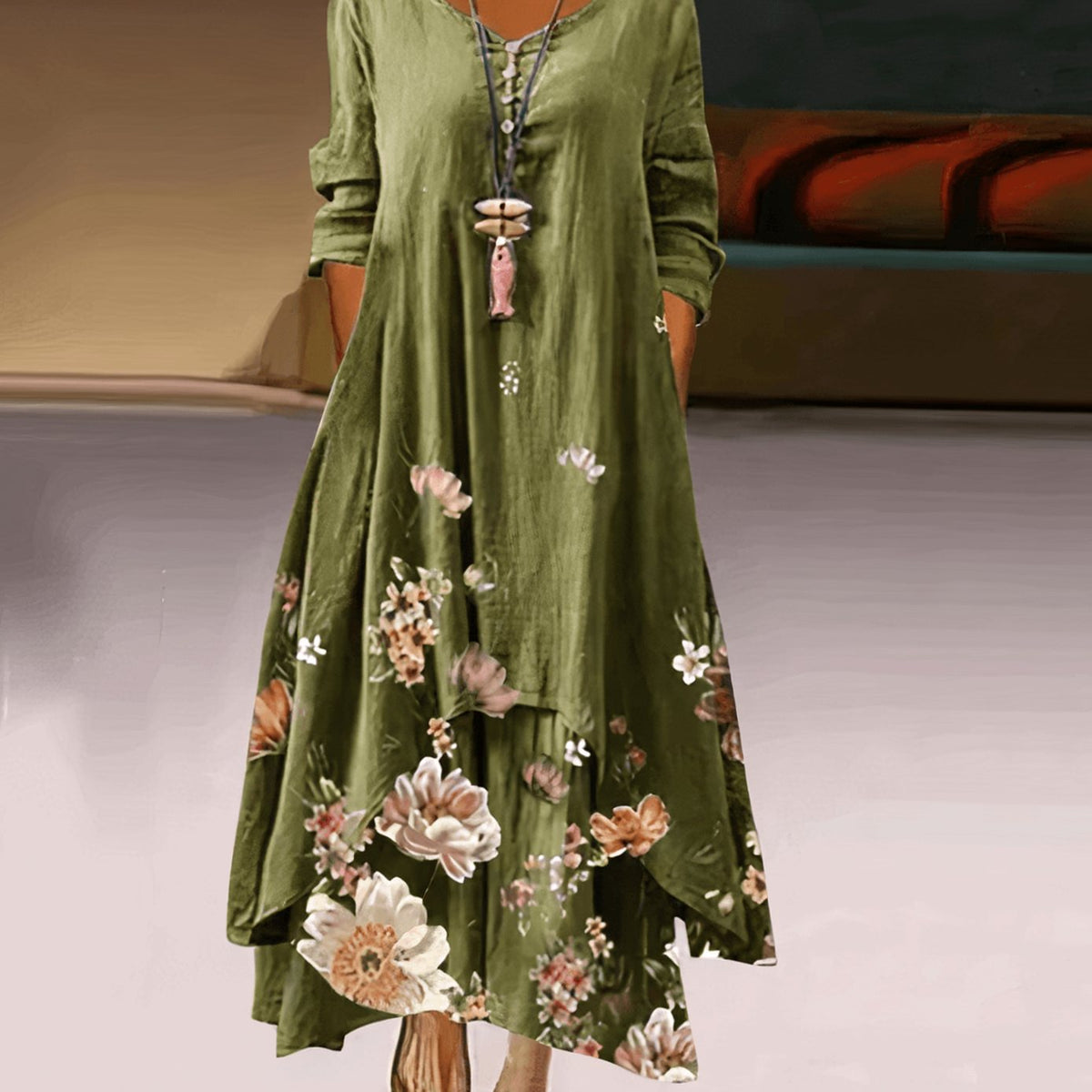 Florence | Long Sleeve Floral Maxi Dress Relaxed Fit