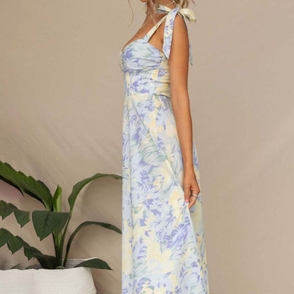 Poppy | Floral Tie Shoulder A-Line Midi Dress