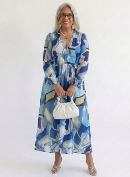 Adeline | Long Sleeve Floral Tiered Chiffon Maxi Dress