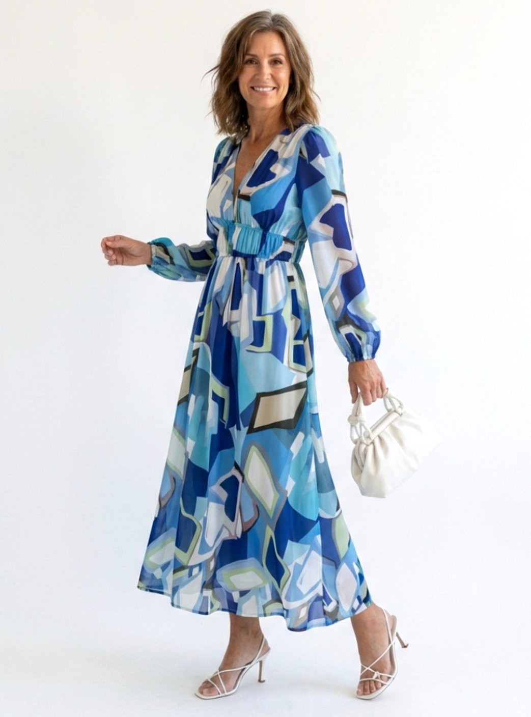 Adeline | Long Sleeve Floral Tiered Chiffon Maxi Dress