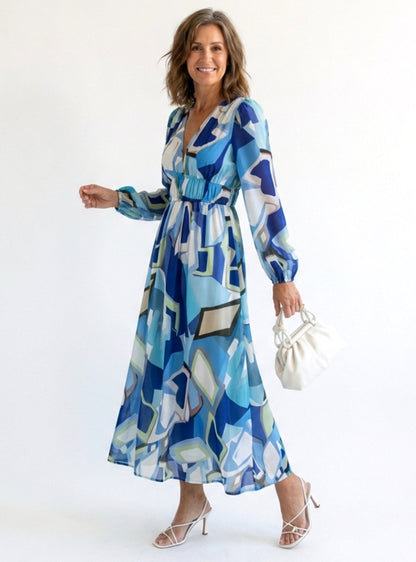 Adeline | Long Sleeve Floral Tiered Chiffon Maxi Dress