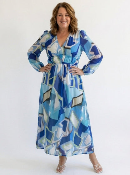 Adeline | Long Sleeve Floral Tiered Chiffon Maxi Dress