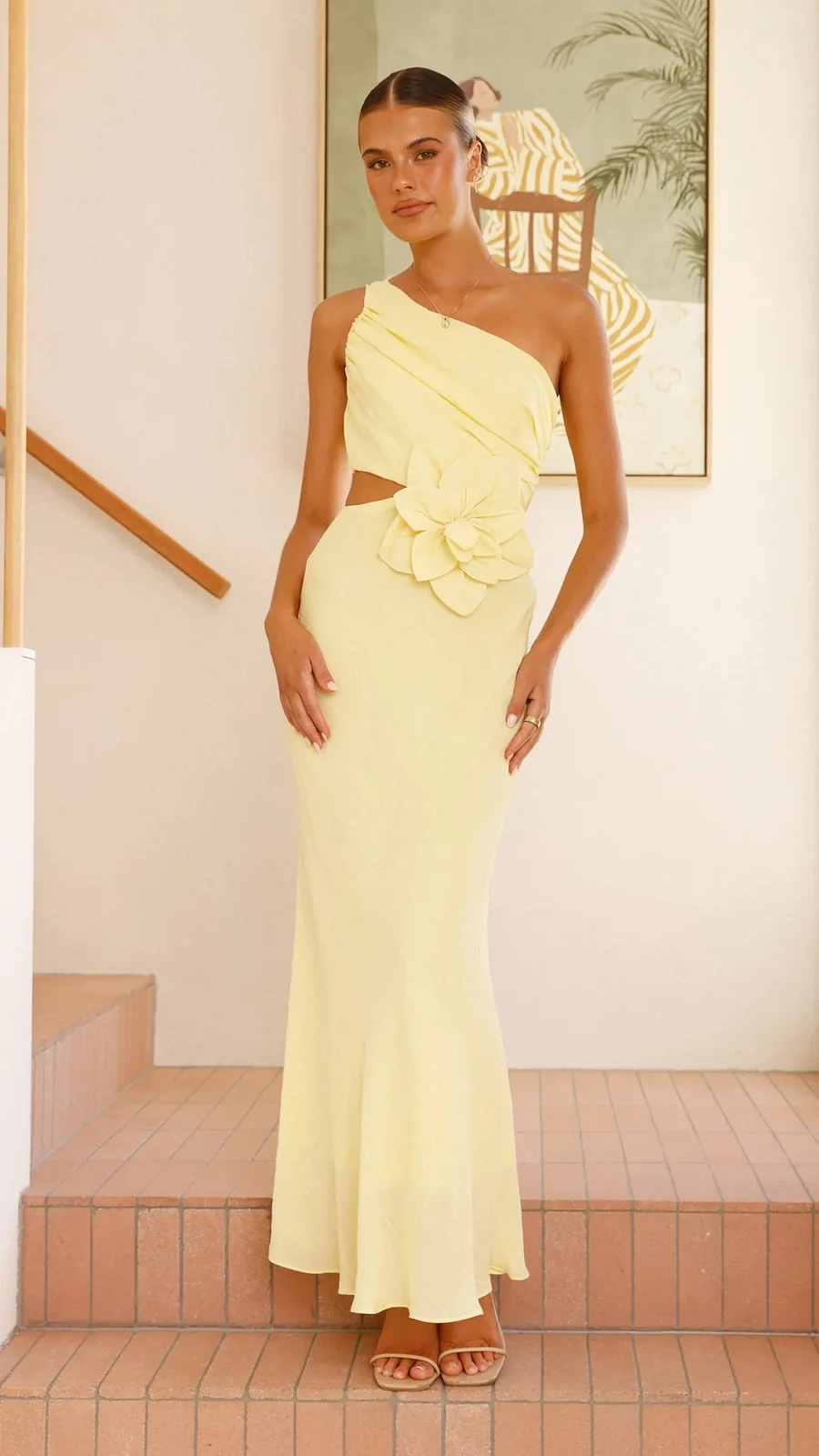 Josephine | One Shoulder Maxi Cocktail Dress with Flower Cutout