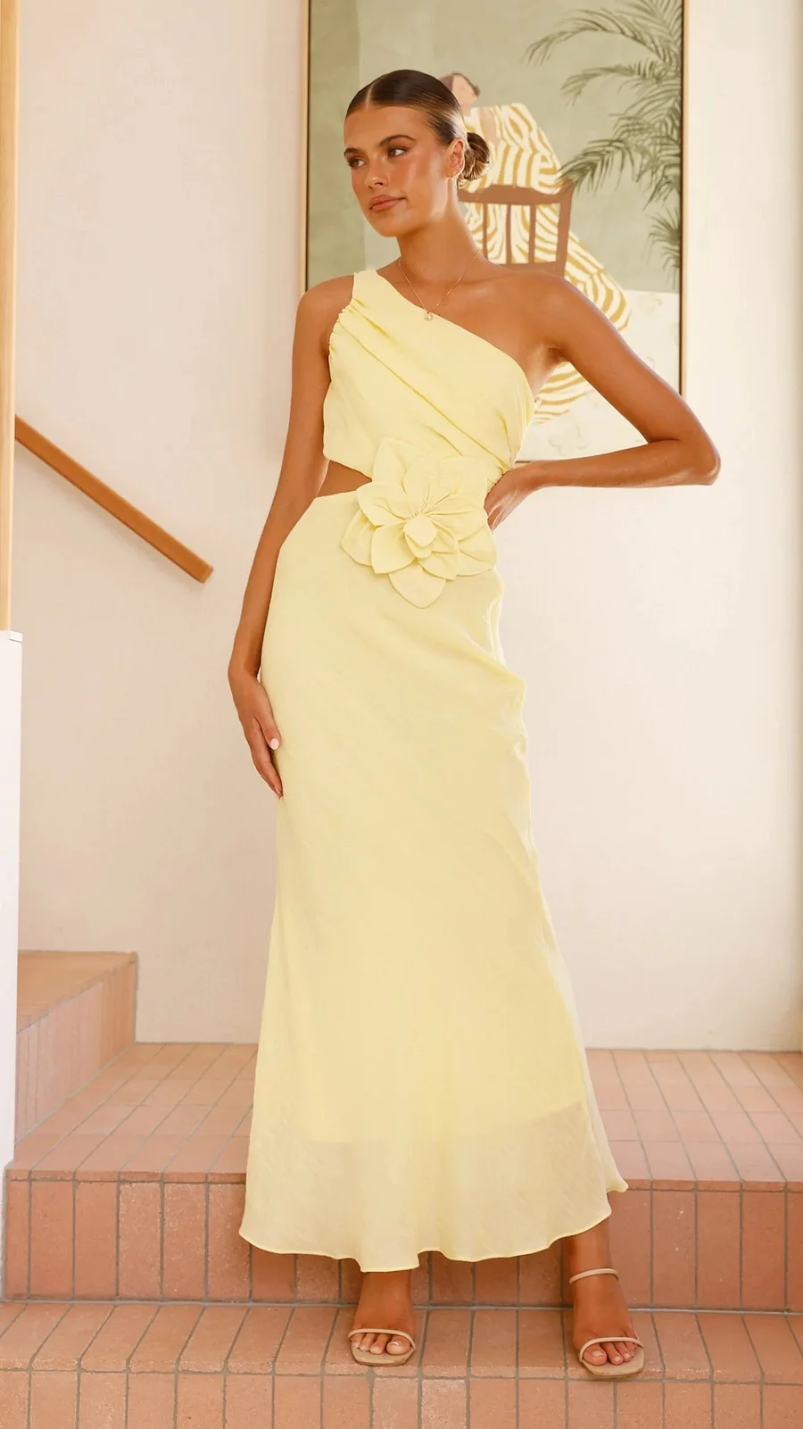 Josephine | One Shoulder Maxi Cocktail Dress with Flower Cutout