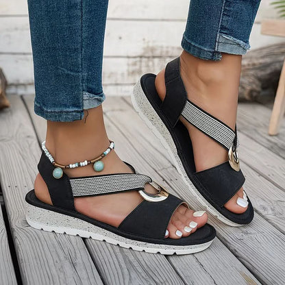 Nadia | Open Toe Ring Buckle Platform Sandals