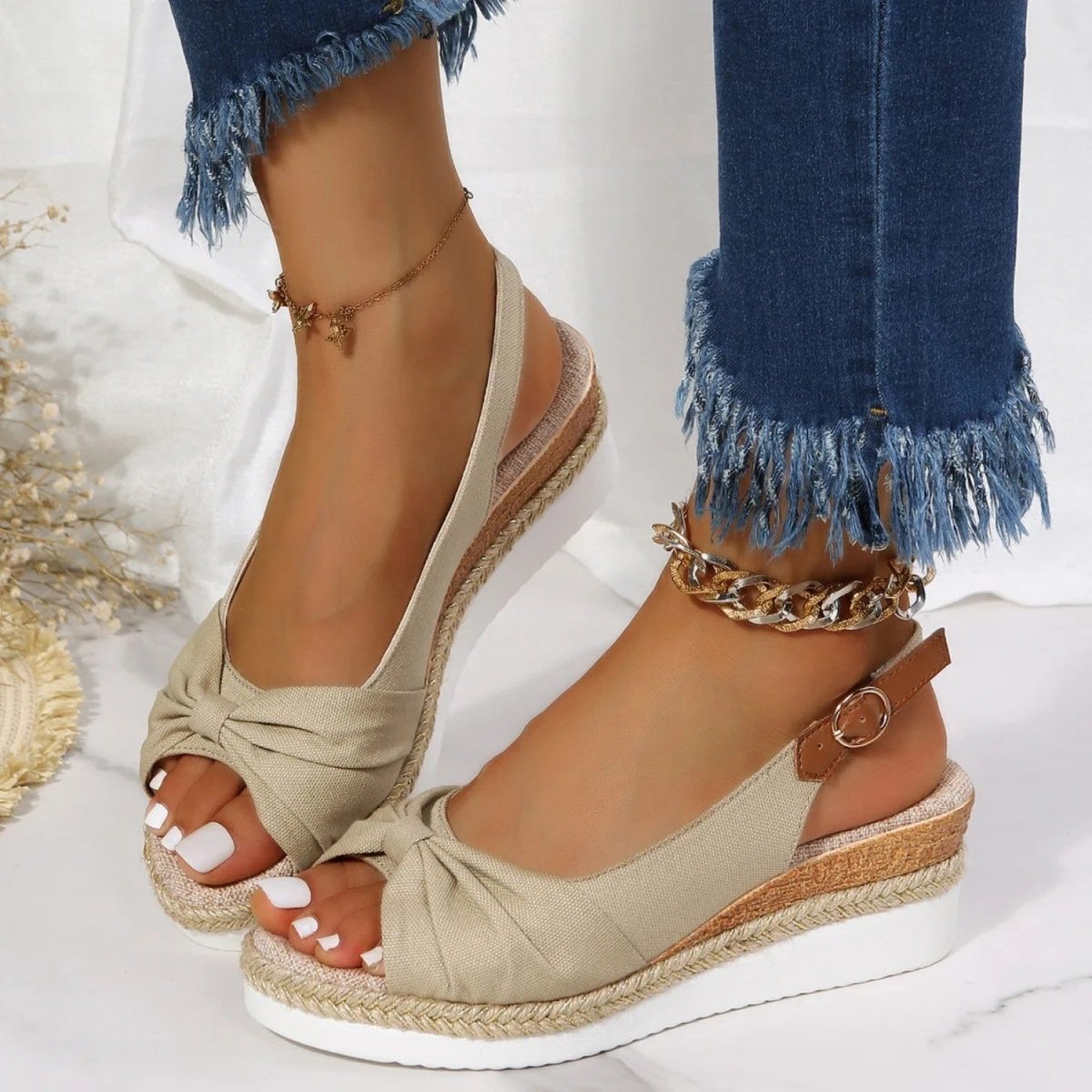 Bridget | Slingback Espadrille Wedge Sandals with Open Toe