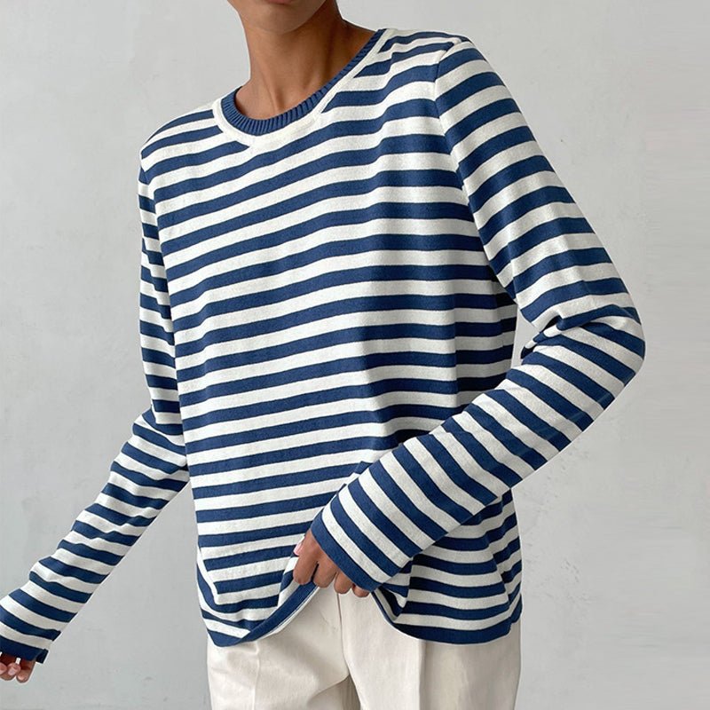 Beatrix | Relaxed Fit Striped Long Sleeve Knit Pullover