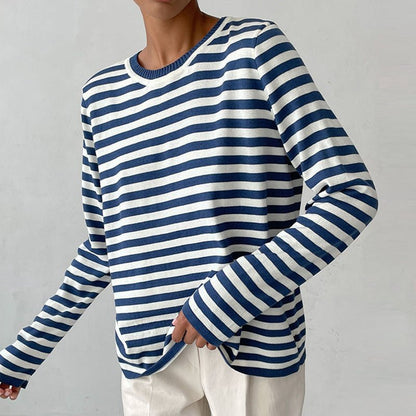 Beatrix | Relaxed Fit Striped Long Sleeve Knit Pullover