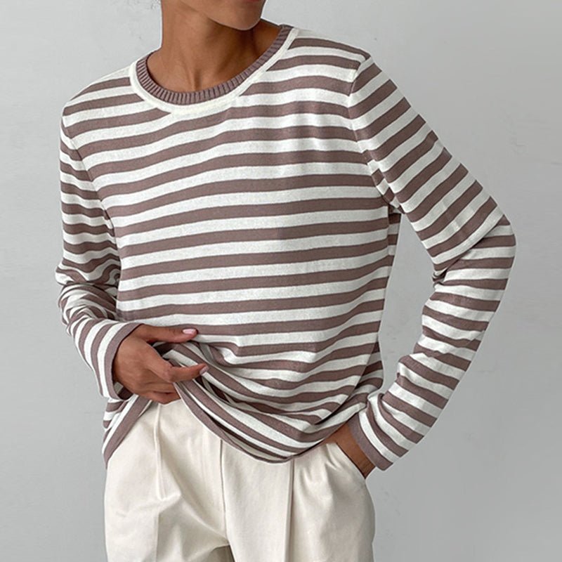Beatrix | Relaxed Fit Striped Long Sleeve Knit Pullover
