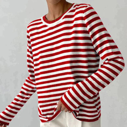 Beatrix | Relaxed Fit Striped Long Sleeve Knit Pullover