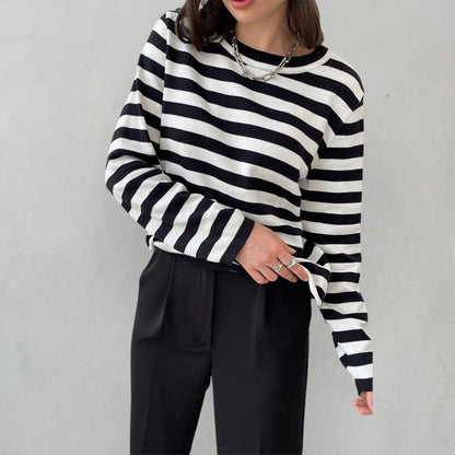 Beatrix | Relaxed Fit Striped Long Sleeve Knit Pullover