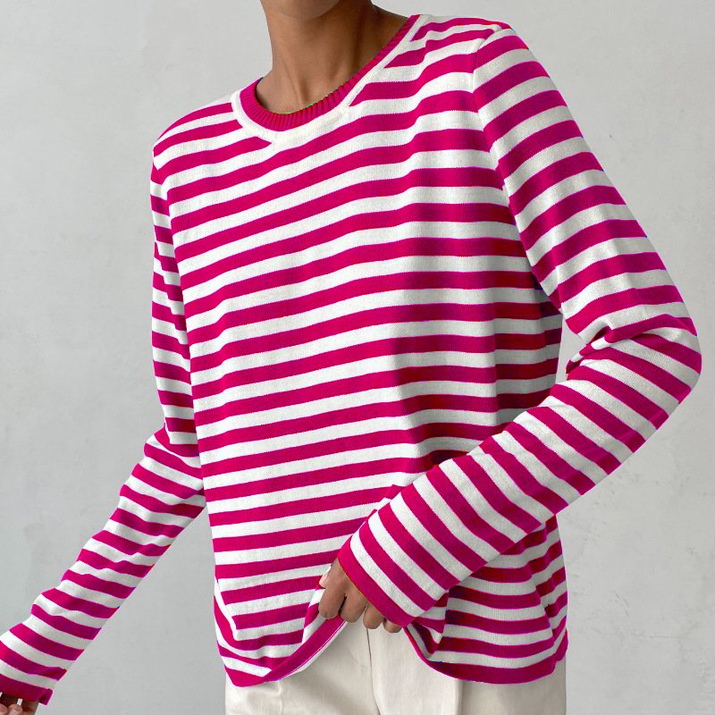 Beatrix | Relaxed Fit Striped Long Sleeve Knit Pullover