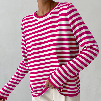 Beatrix | Relaxed Fit Striped Long Sleeve Knit Pullover