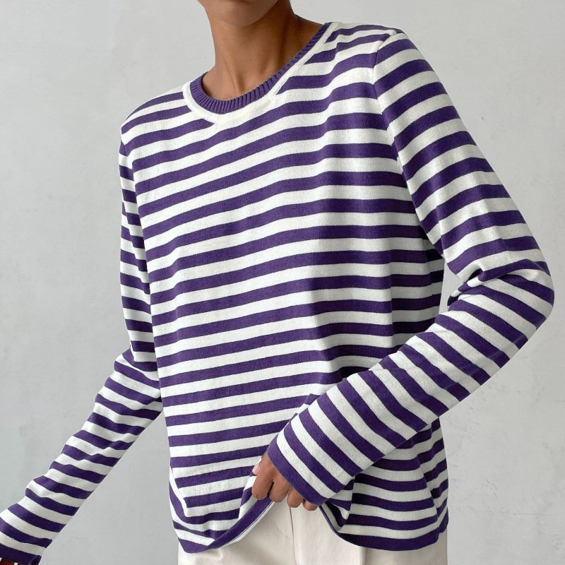 Beatrix | Relaxed Fit Striped Long Sleeve Knit Pullover