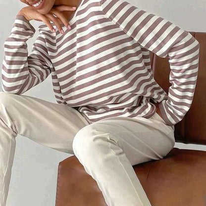 Beatrix | Relaxed Fit Striped Long Sleeve Knit Pullover