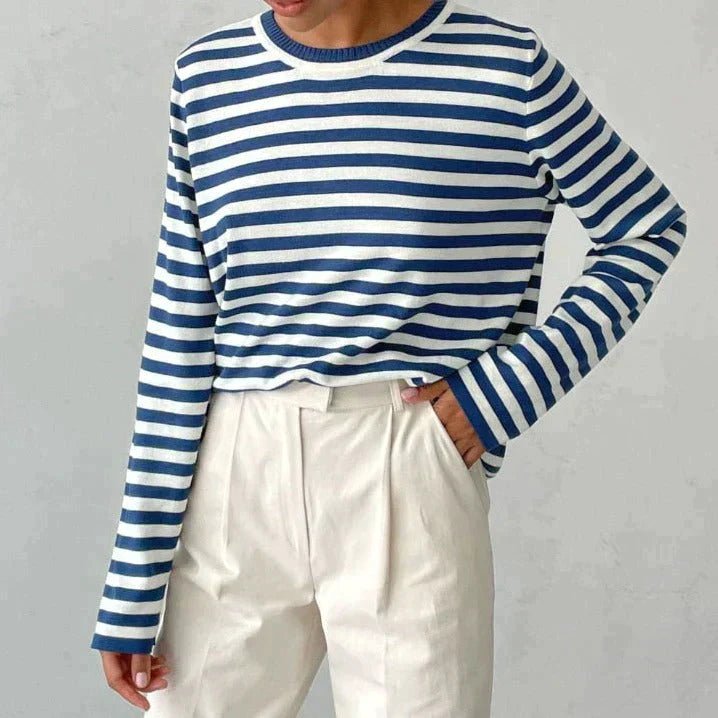 Beatrix | Relaxed Fit Striped Long Sleeve Knit Pullover