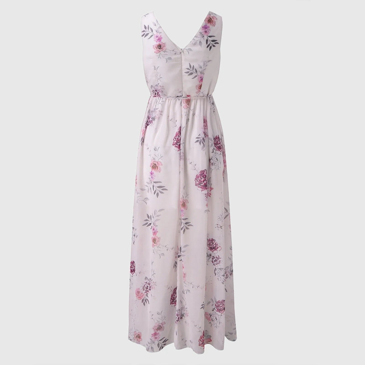 Saskia | Floral Sleeveless Wrap V-Neck Maxi Dress with Side Slit