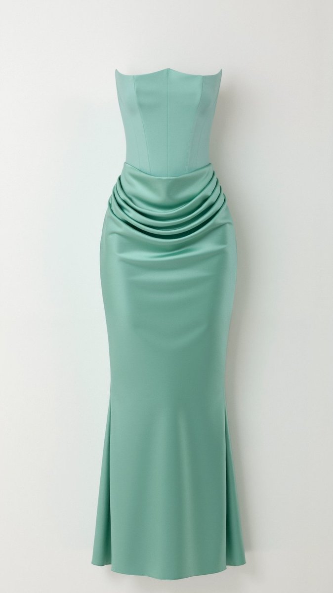 Thea | Strapless Satin Corset Bodice Maxi Dress