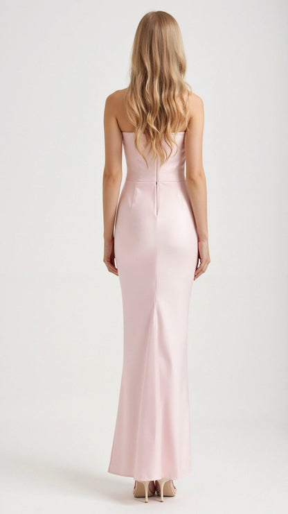 Thea | Strapless Satin Corset Bodice Maxi Dress
