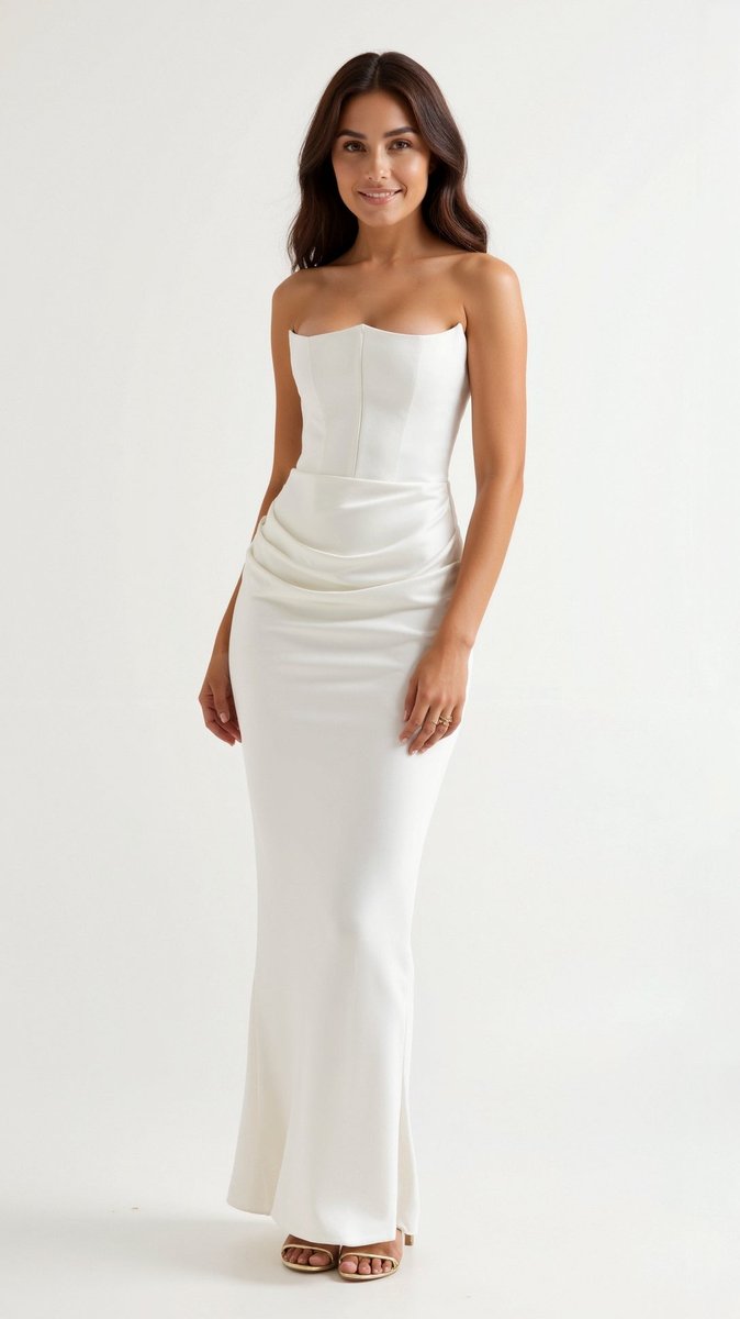 Thea | Strapless Satin Corset Bodice Maxi Dress
