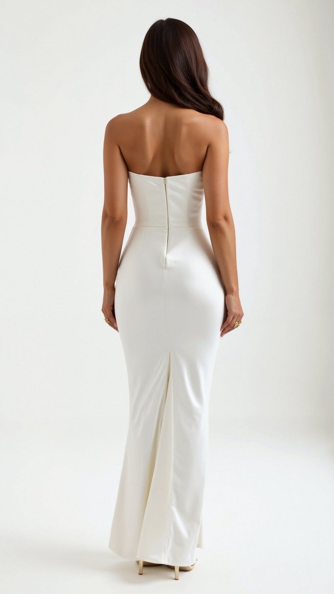 Thea | Strapless Satin Corset Bodice Maxi Dress