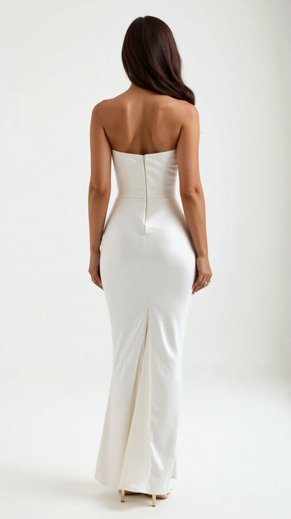 Thea | Strapless Satin Corset Bodice Maxi Dress