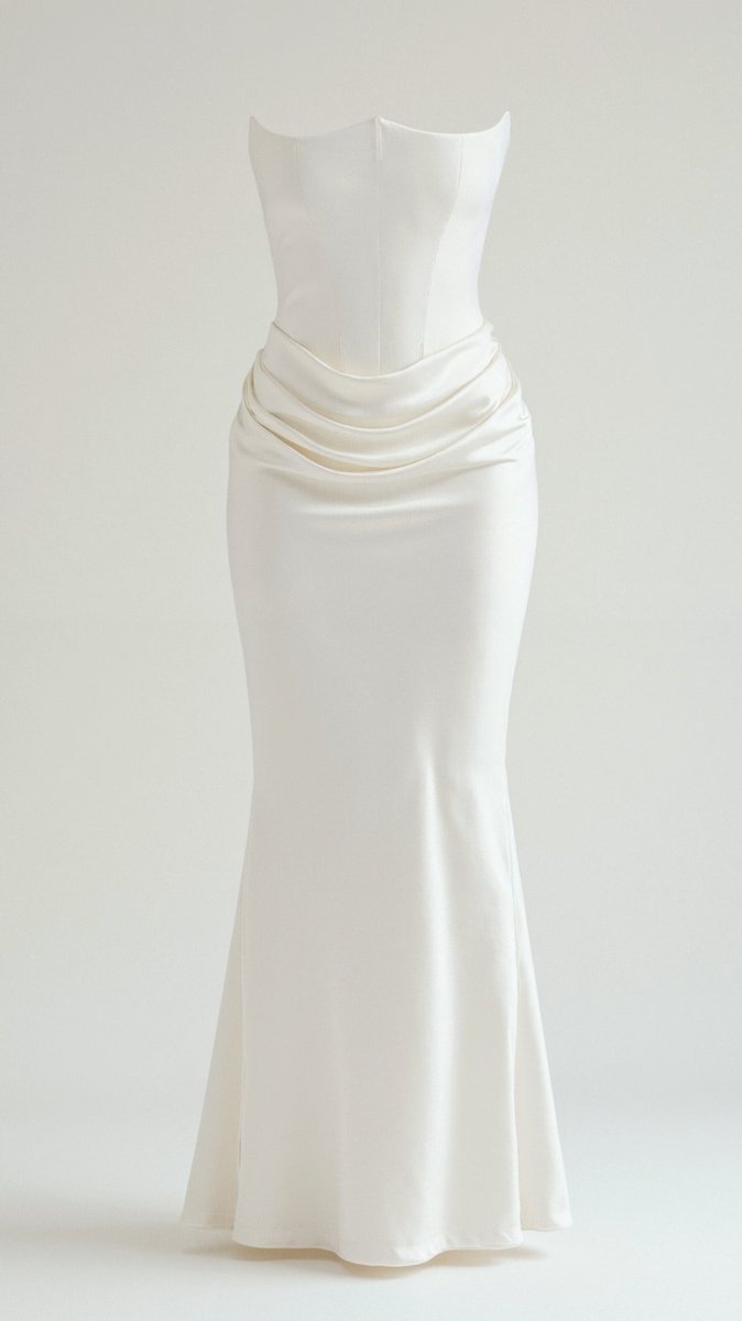 Thea | Strapless Satin Corset Bodice Maxi Dress