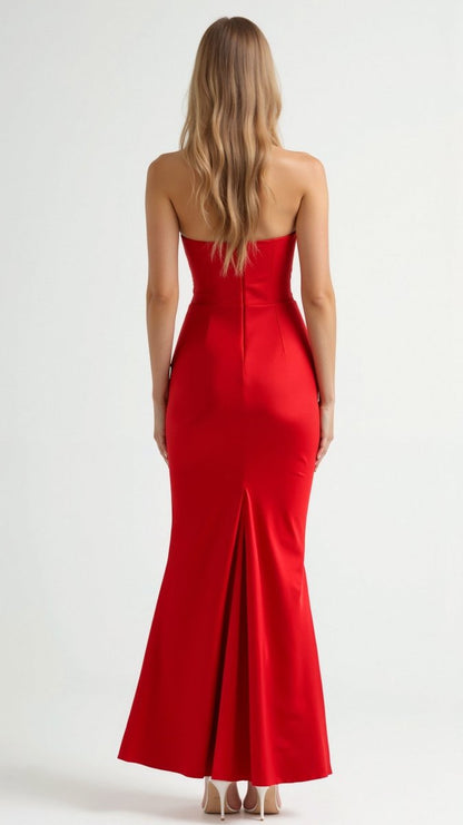 Thea | Strapless Satin Corset Bodice Maxi Dress