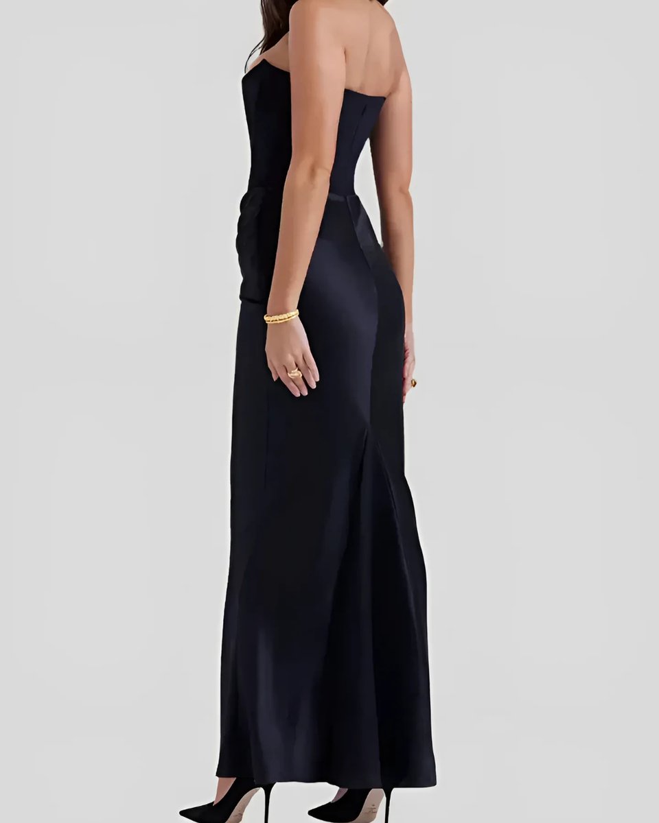 Bronte | Strapless Draped Satin Corset Evening Dress