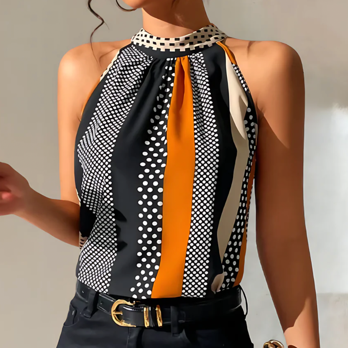 Jolie | Orange Elegant Sleeveless Top